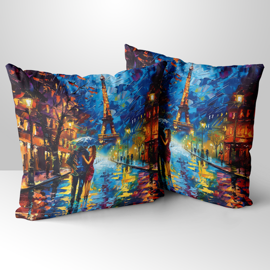 Midnight Promenade in Paris Hand Made Poly Linen Cushions