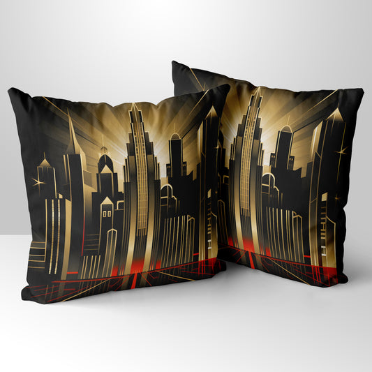 Urban Horizons Art Deco Design 1  Hand Made Poly Linen Cushions