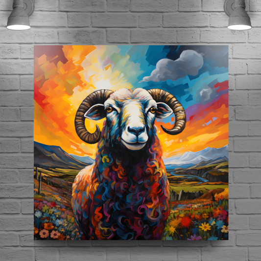 Black Faced Sheep Deluxe Box Square Canvas Print