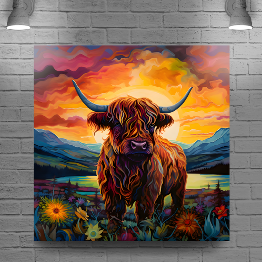 Highland Cow Deluxe Box Square Canvas Print