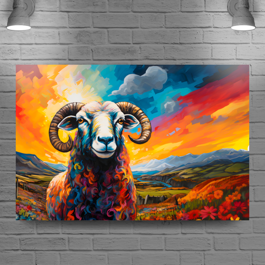 Black Faced Sheep Deluxe Box Landscape Canvas Print