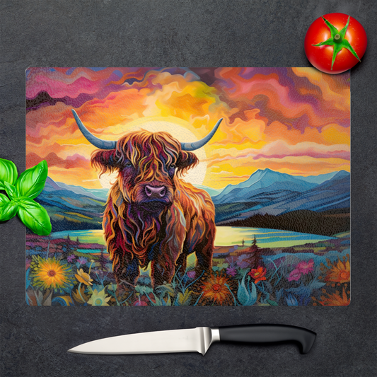 Highland Cow Textured Glass Chopping Boards