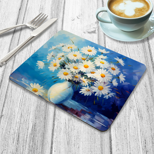Sunlit Daisies in Blue Wooden Placemat