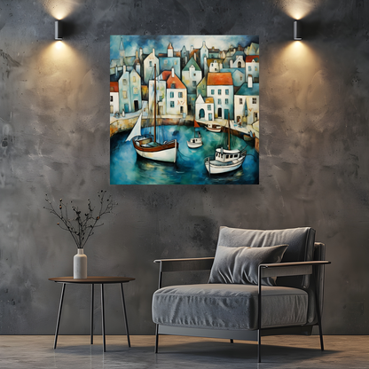 Harbour Hues  Deluxe Box Square Canvas Prints