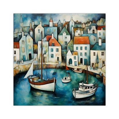 Harbour Hues  Deluxe Box Square Canvas Prints