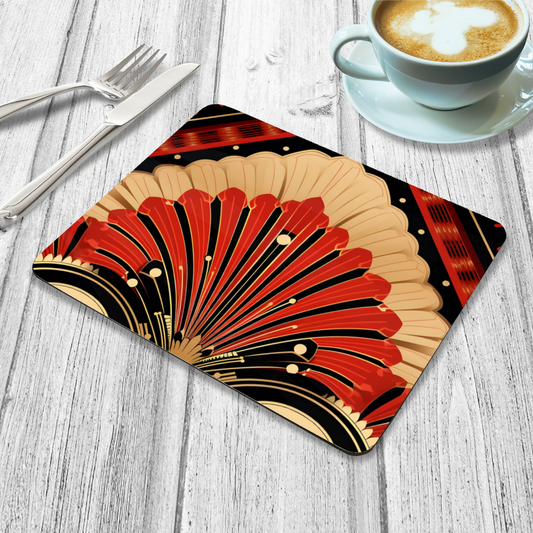 Deco Elegance In Red Art Deco Wooden Placemats