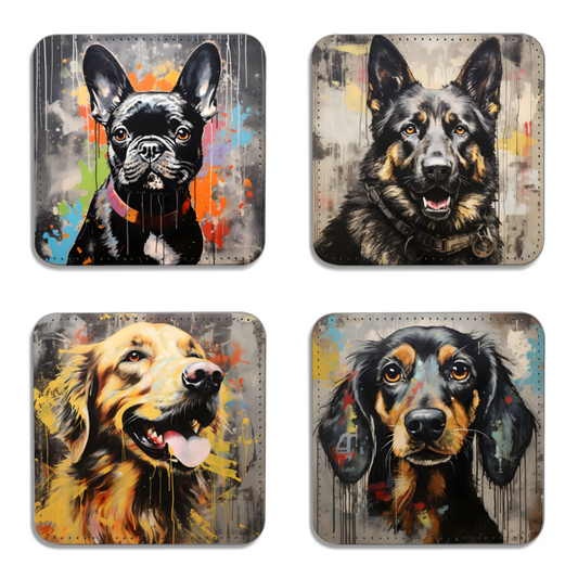 Canine Chromatics Set Of 4 PU Leather Coasters