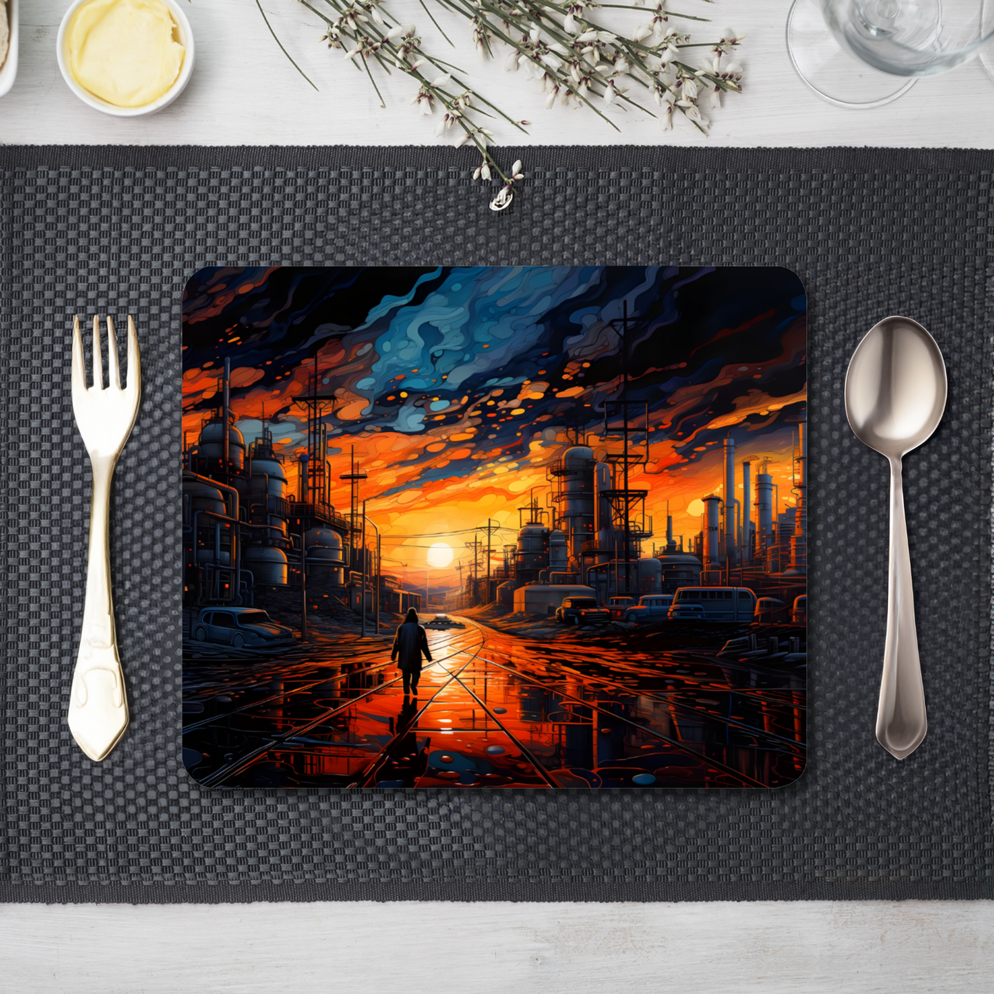 Industrial Sunset Wooden Placemat