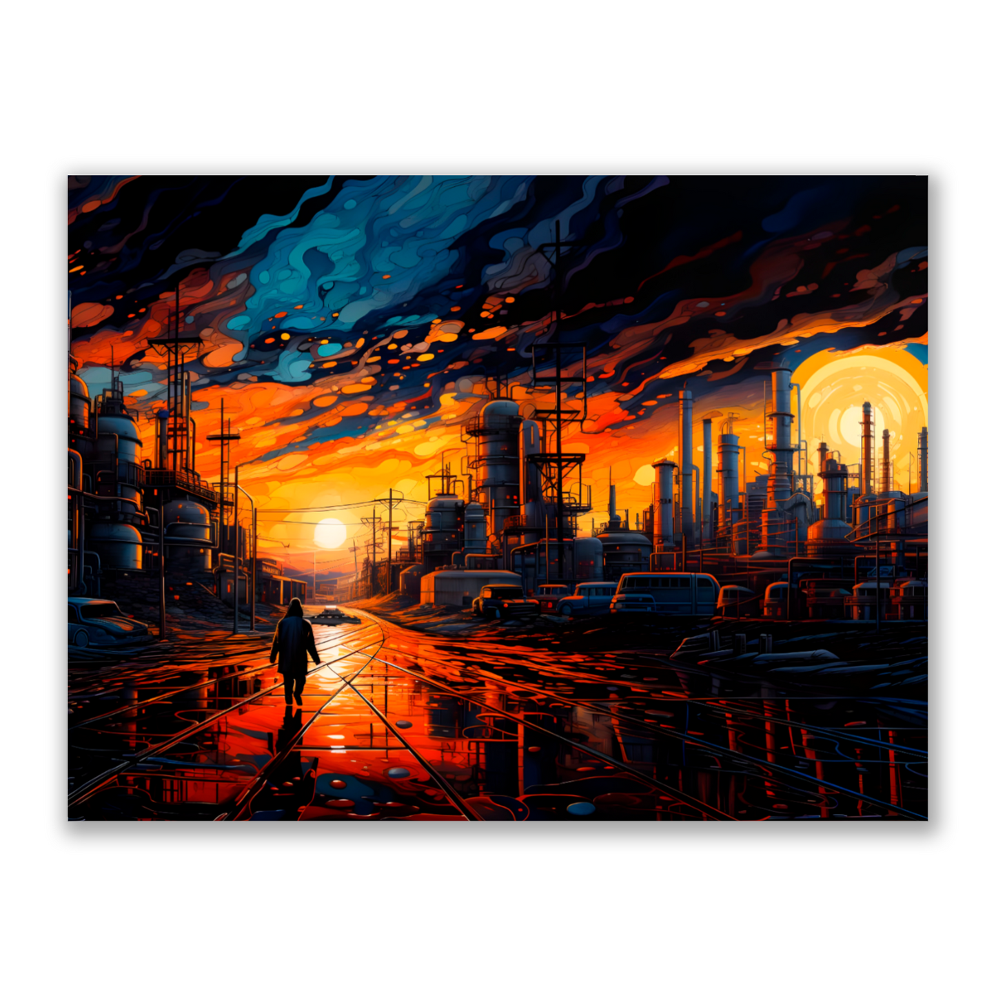 Industrial Sunset Premium Landscape Aluminum Prints