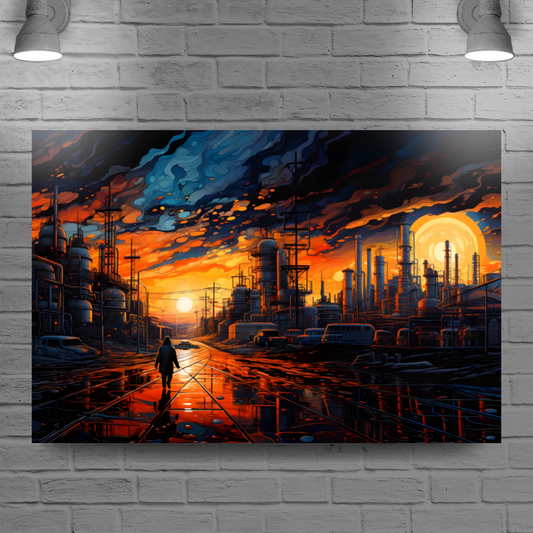 Industrial Sunset  Deluxe Box Landscape Canvas Prints