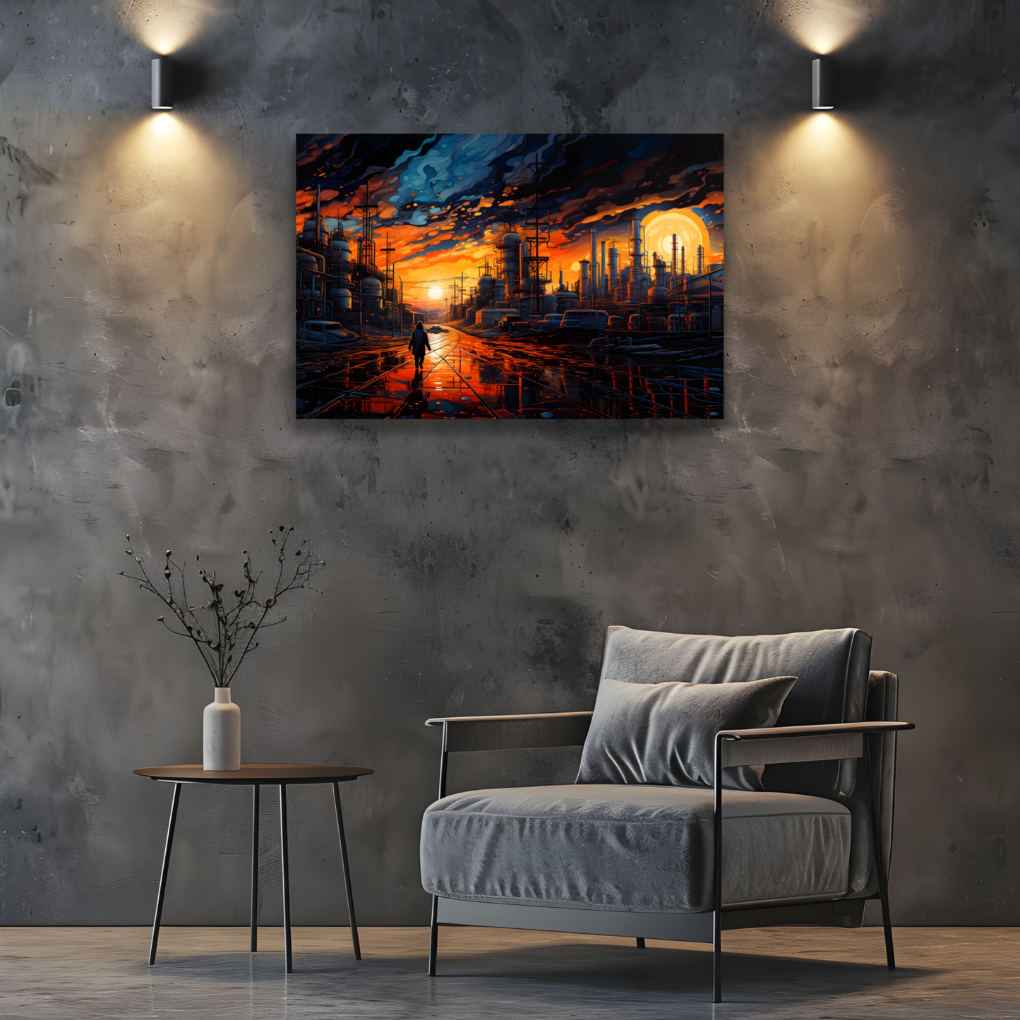 Industrial Sunset  Deluxe Box Landscape Canvas Prints