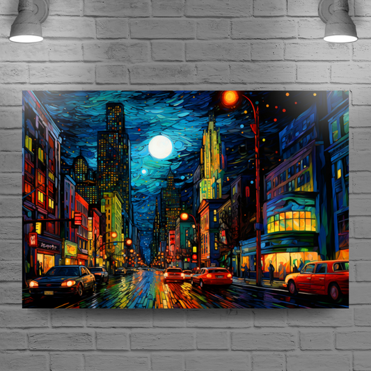 Neon Nightscape  Deluxe Box Landscape Canvas Prints