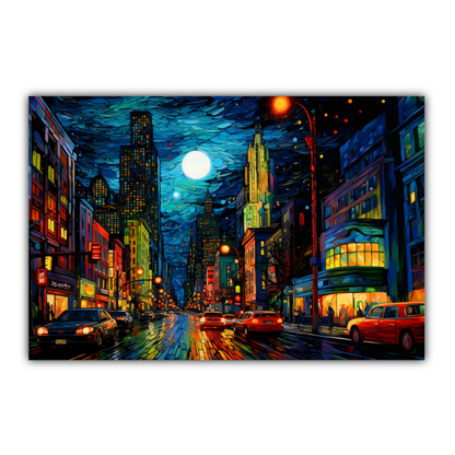 Neon Nightscape  Deluxe Box Landscape Canvas Prints