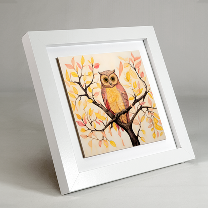 Owls Perch  Framed Ceramic Art Tile