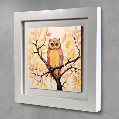 Owls Perch  Framed Ceramic Art Tile