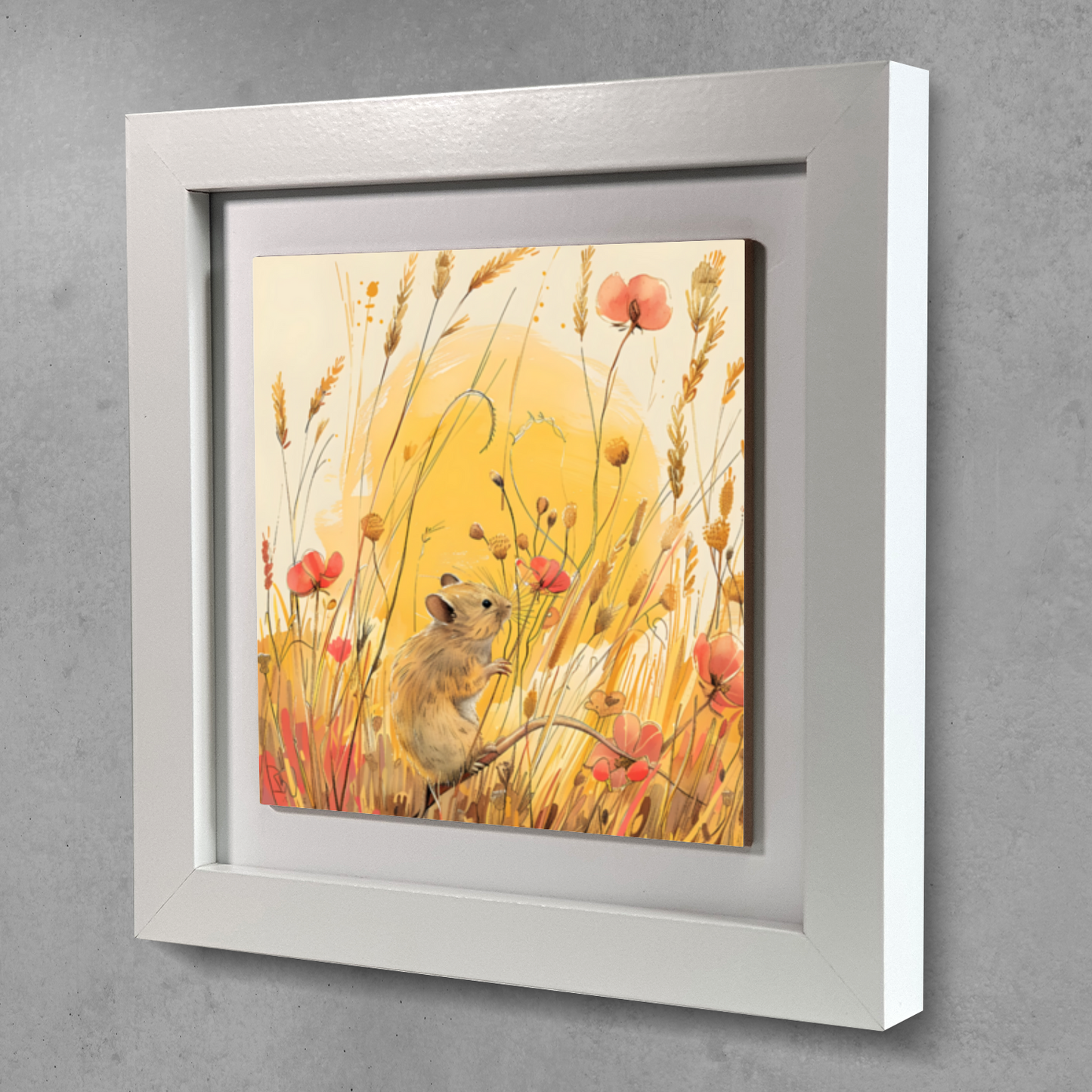 Meadow Mouse Framed Ceramic Art Tile