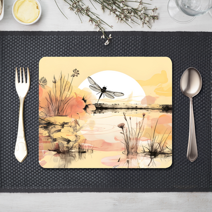 Dragonfly Reflections Wooden Placemat
