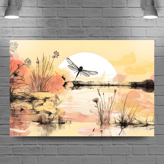 Dragonfly Reflections  Deluxe Box Landscape Canvas Prints