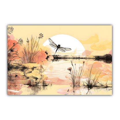 Dragonfly Reflections  Deluxe Box Landscape Canvas Prints