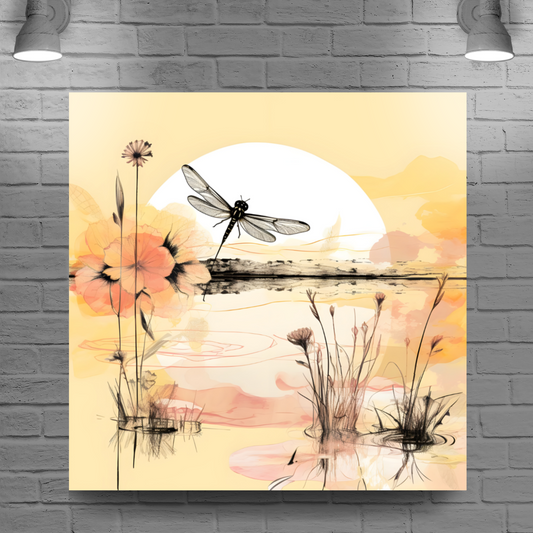 Dragonfly Reflections  Deluxe Box Square Canvas Prints