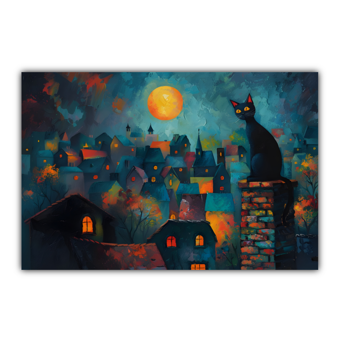 Twilight Over Rooftops  Deluxe Box Landscape Canvas Prints