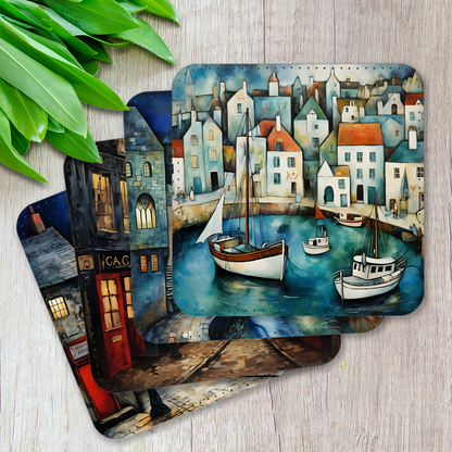 Enchanted Vistas Set Of 4 PU Leather Coasters