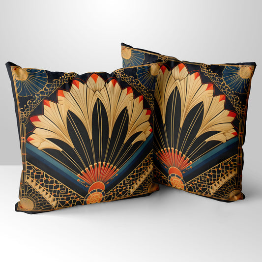 Deco Elegance In Red Design 1 Art Deco  Hand Made Poly Linen Cushions