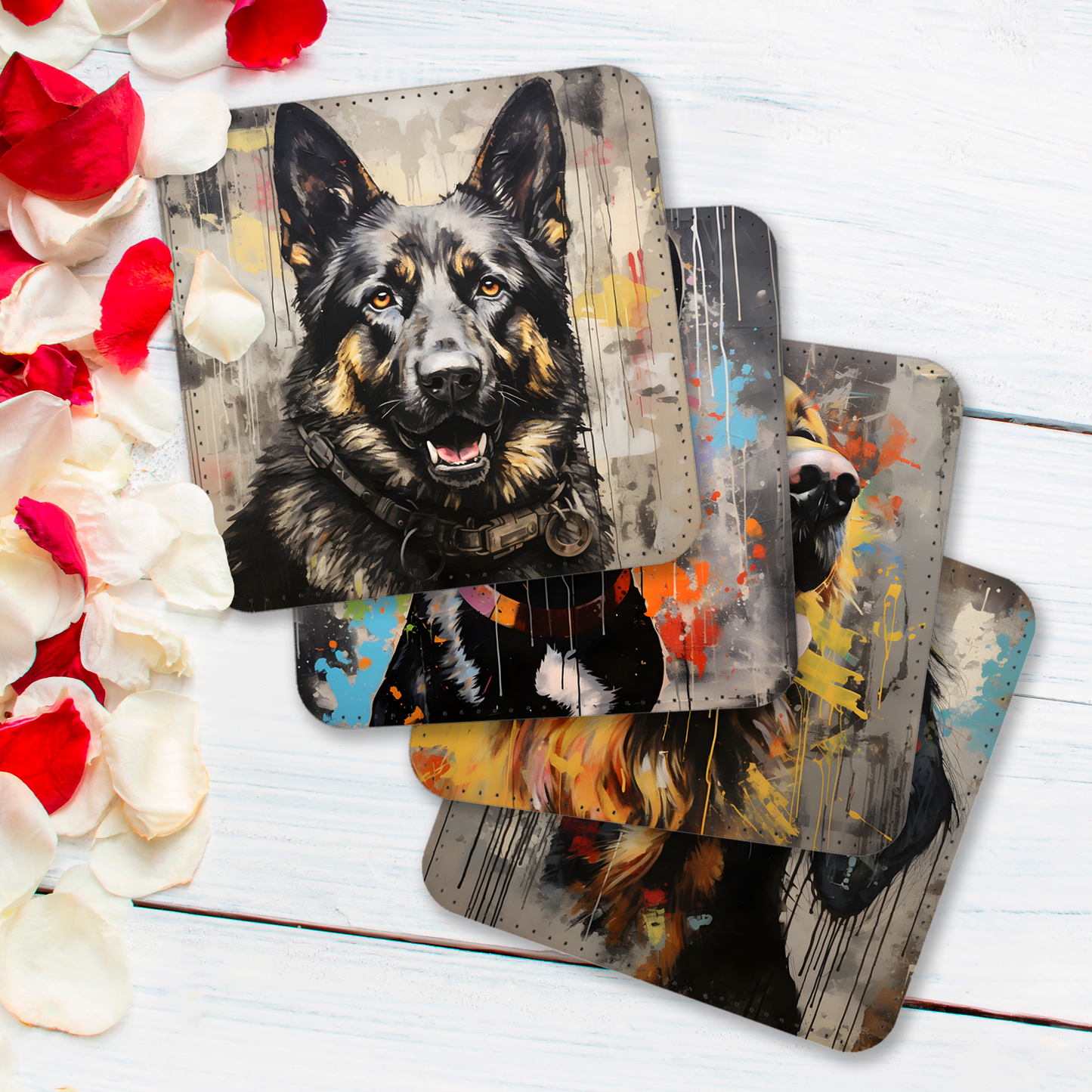 Canine Chromatics Set Of 4 PU Leather Coasters