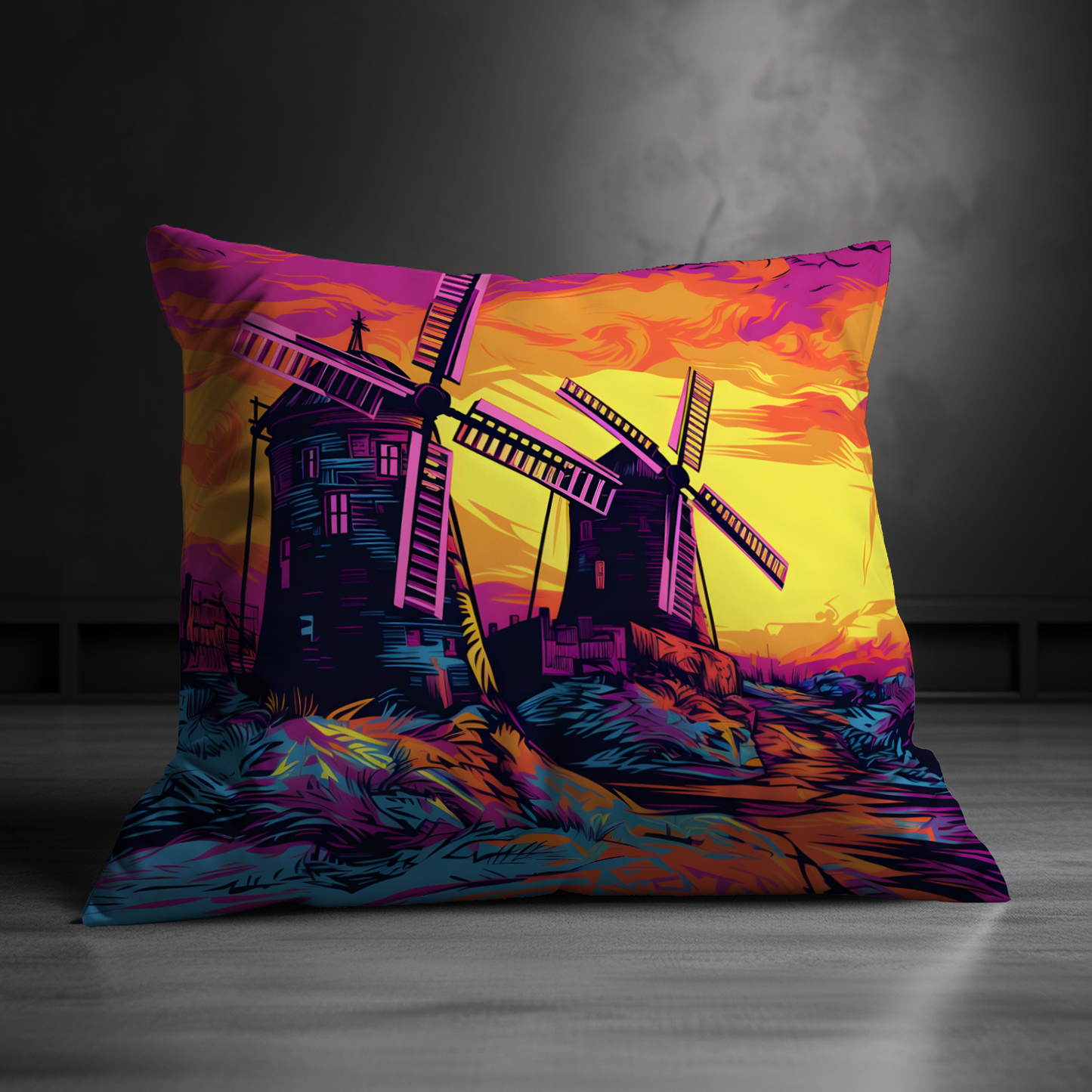 Windmill Whispers  Hand Made Poly Linen Cushions