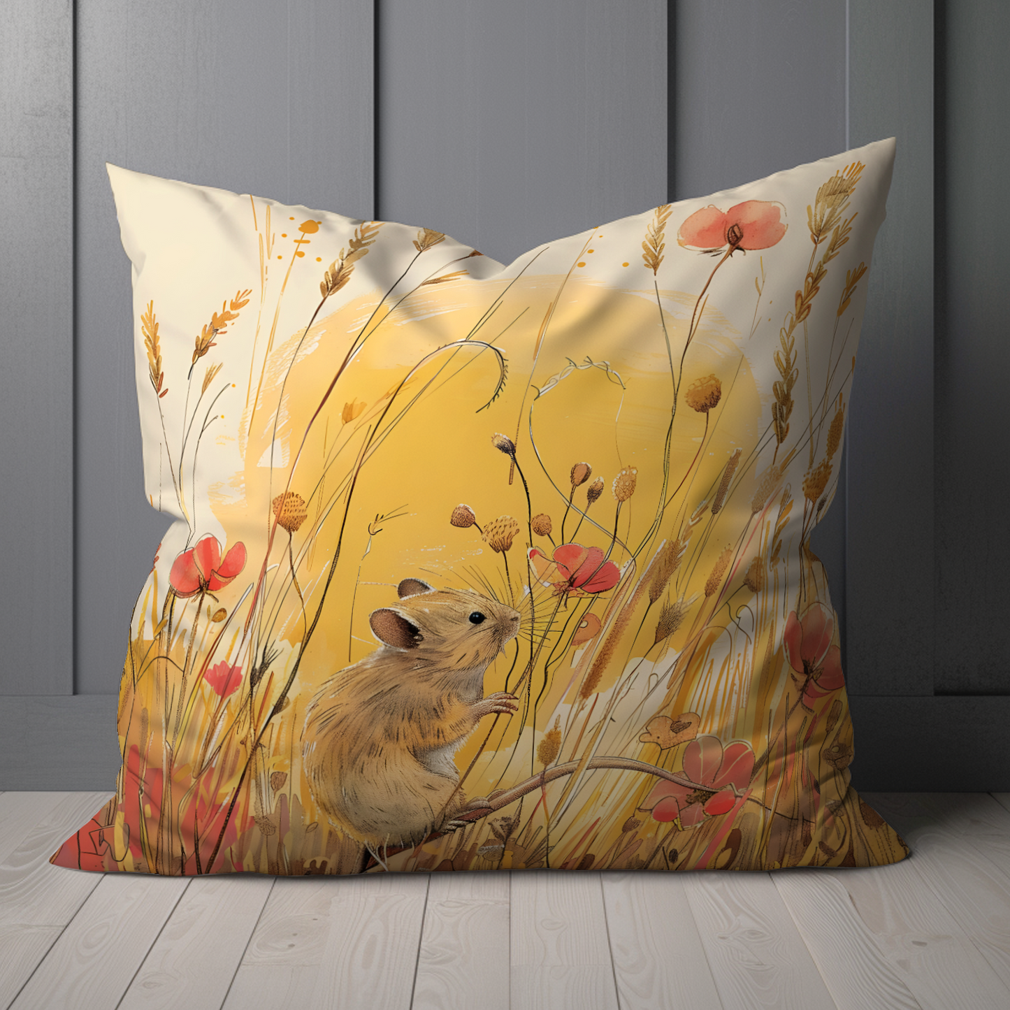 Meadow Mouse  Hand Made Poly Linen Cushions