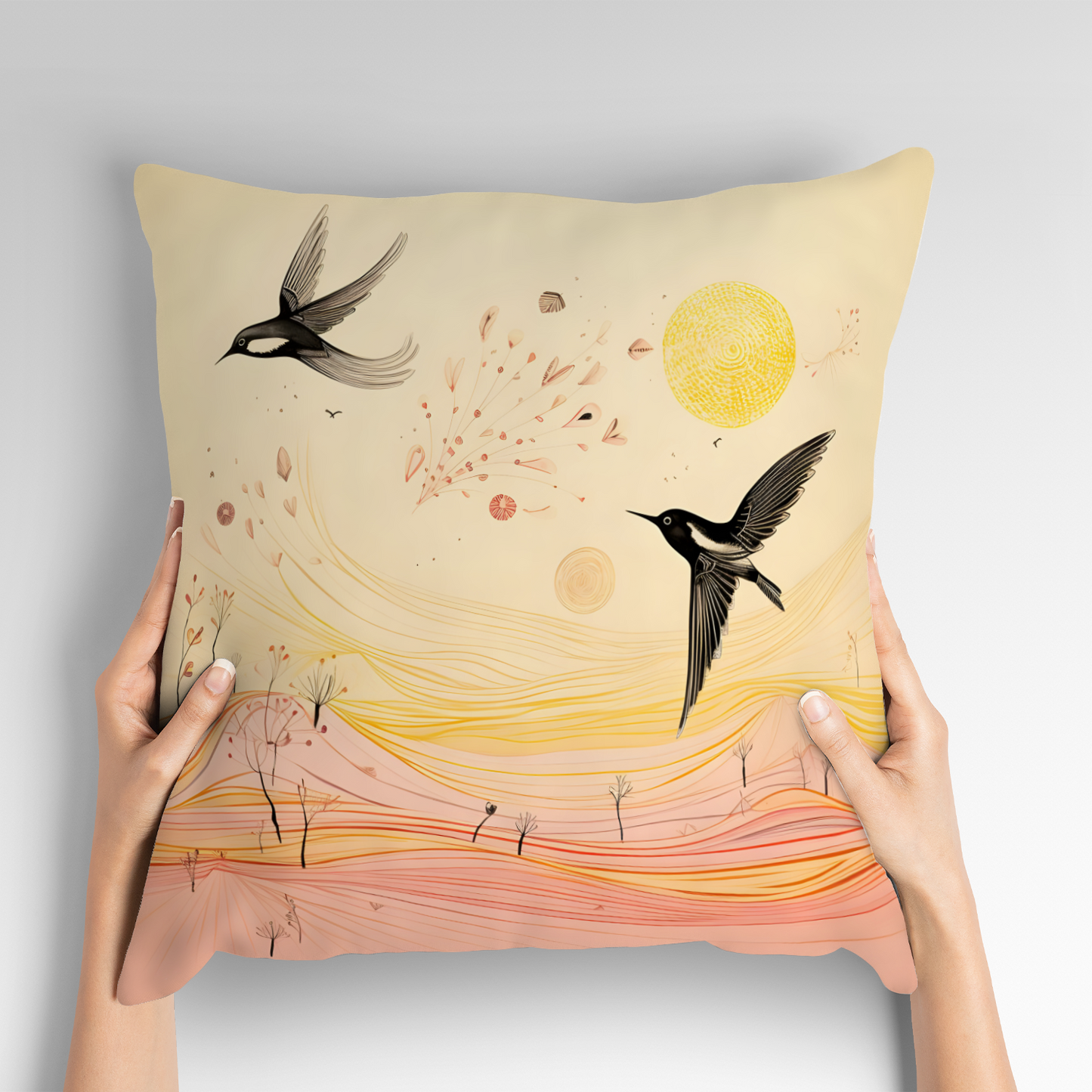 Harmony Of Swifts  Hand Made Poly Linen Cushions
