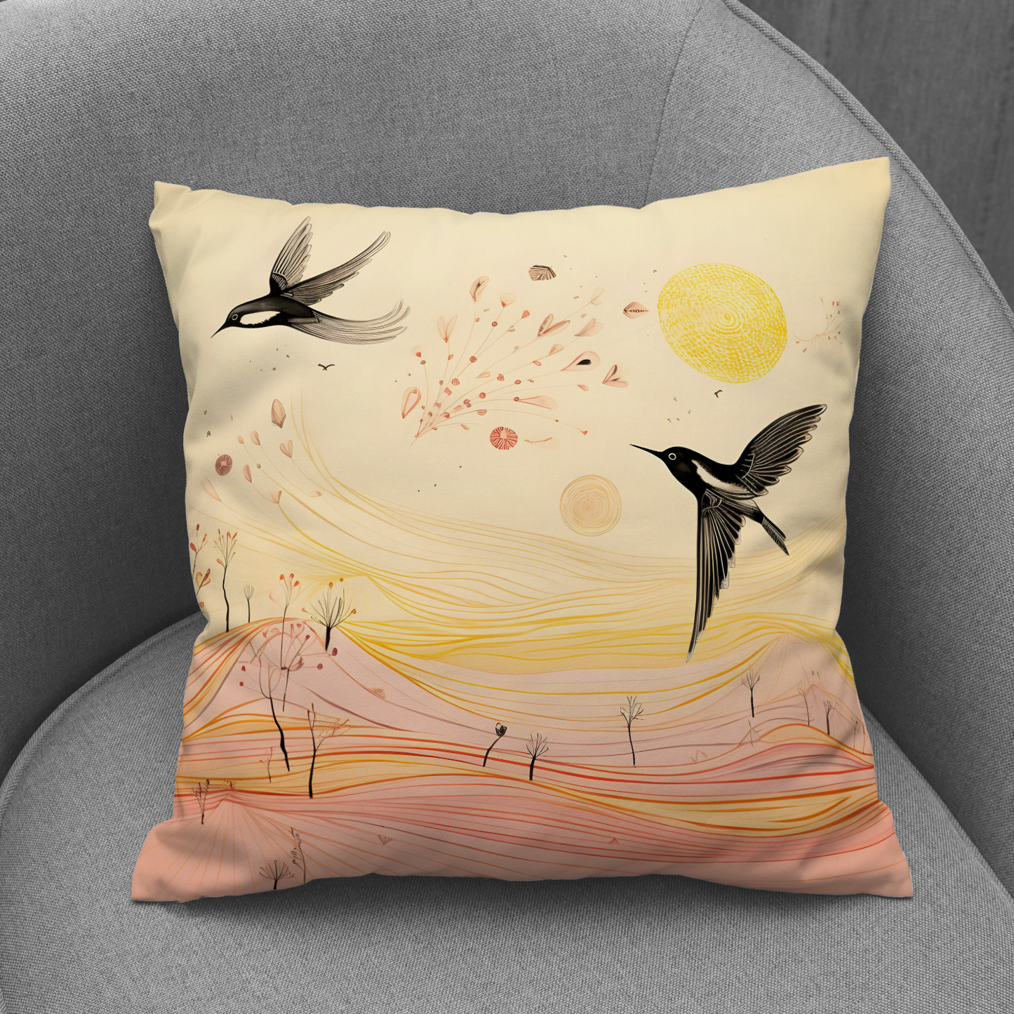 Harmony Of Swifts  Hand Made Poly Linen Cushions