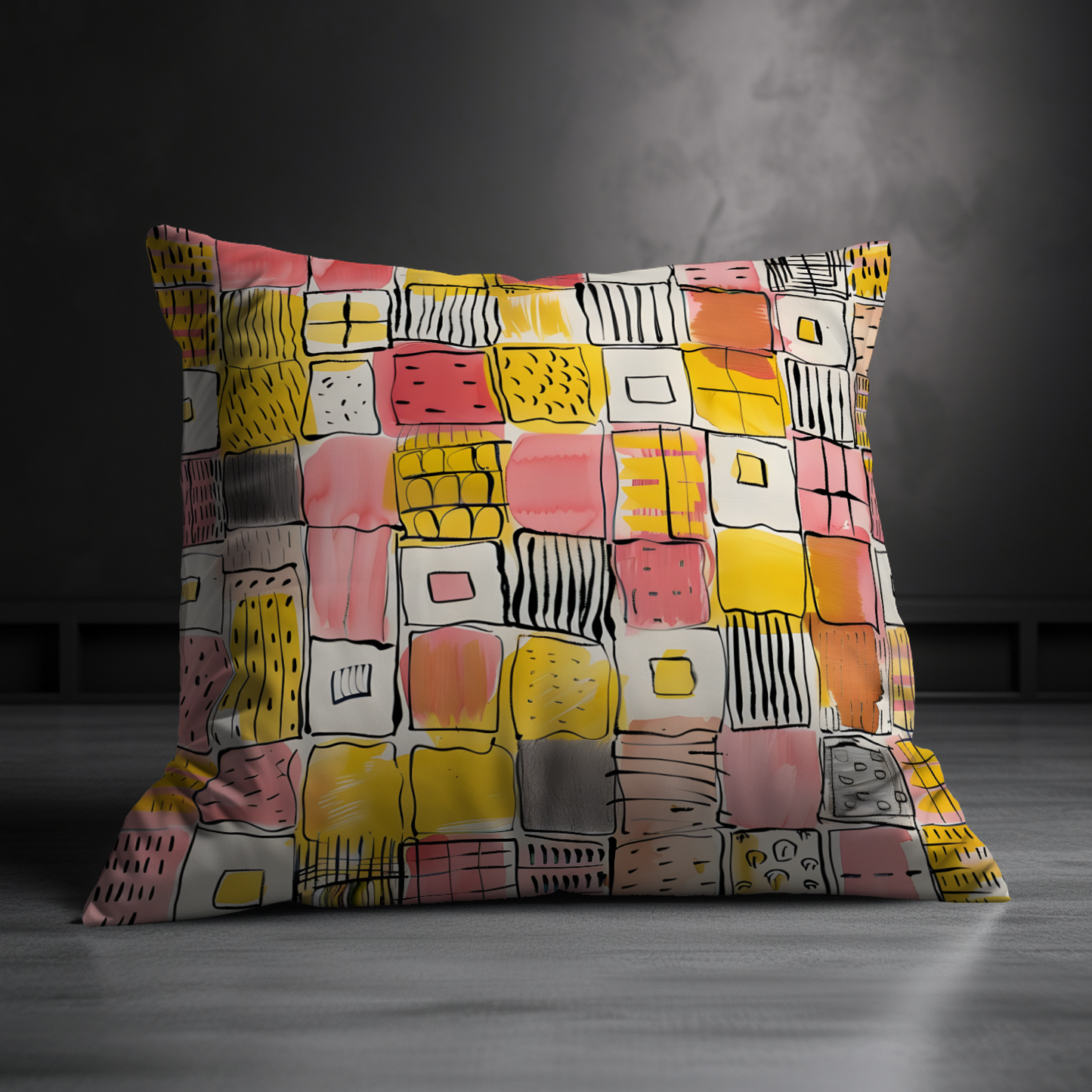 Patchwork Delight  Hand Made Poly Linen Cushions