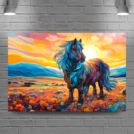 Shetland Pony Deluxe Box Landscape Canvas Print