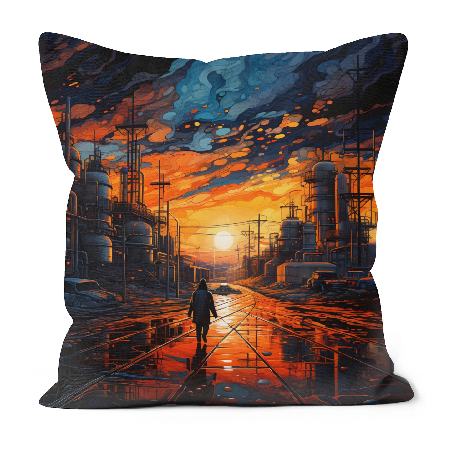 Industrial Sunset  Hand Made Poly Linen Cushions