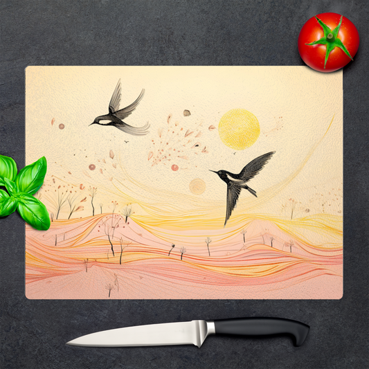 Harmony Of Swifts Textured Glass Chopping Boards