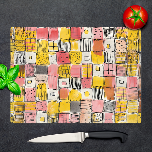 Patchwork Delight Textured Glass Chopping Boards