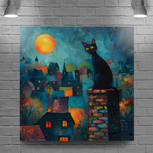 Twilight Over Rooftops  Deluxe Box Square Canvas Prints