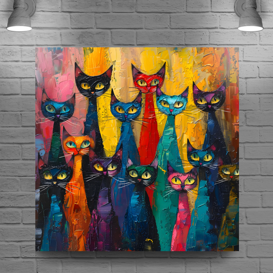 Council of Whiskers  Deluxe Box Square Canvas Prints