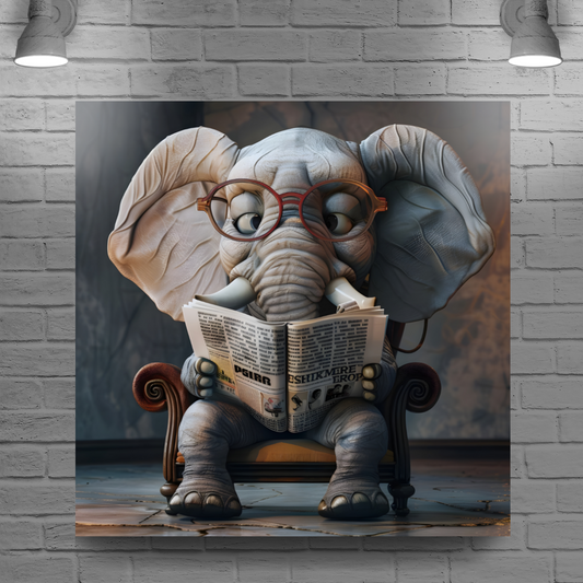 Elephant Scholar  Deluxe Box Square Canvas Prints