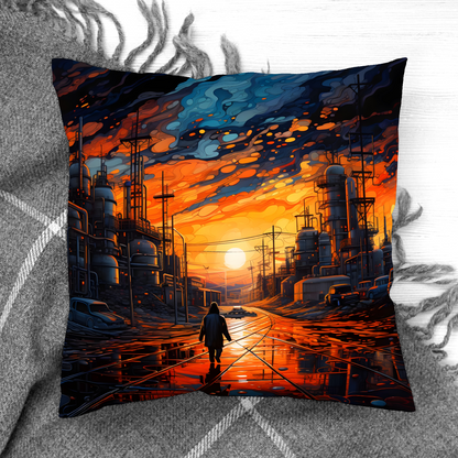 Industrial Sunset  Hand Made Poly Linen Cushions