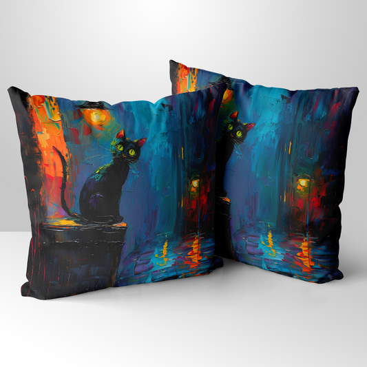 Nocturnal Guardian  Hand Made Poly Linen Cushions