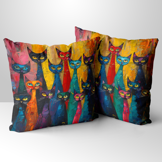 Council of Whiskers  Hand Made Poly Linen Cushions